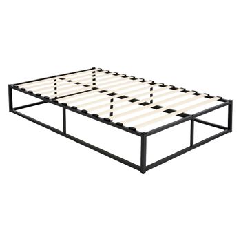 Cama De Estructura Metalica 120x200 Cm Negro Ml-design