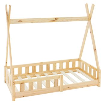 Cama Infantil Helsingborg Con Reja De Seguridad - Estructura Tipi - Pino  140x70 Cm - Blanco Mate [en.casa] con Ofertas en Carrefour