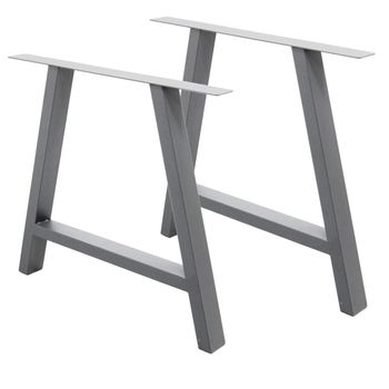 2x Conjunto De Patas De Mesa Industriales 60x72 Cm Gris Ecd Germany