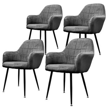 4x Juego Sillones De Comedor - Gris Oscuro Ecd Germany