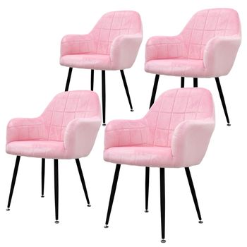 4x Juego Sillones De Comedor - Asiento Terciopelo Rosa Ecd Germany