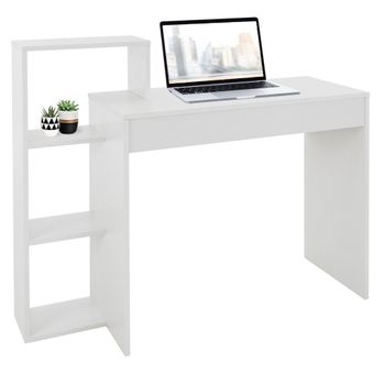 Escritorio Con Estantes Mesa De Trabajo Pc 110x72x40 Cm Blanco Ml-design