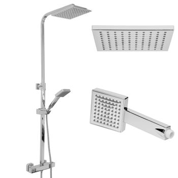 Primematik - Columna De Ducha Telescópica Cromada Con Grifo Mezclador  Monomando, Rociador Superior, Alcachofa De Mano Y Flexo Ks23500 con Ofertas  en Carrefour