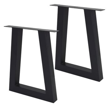 Juego De 2 Patas De Mesa Forma Trapezoidal 60x73cm Negro Ml-design