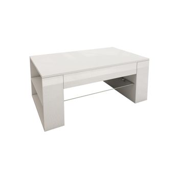 Mesa De Centro Y Estante 100x42x60 Cm Blanco Ml-design