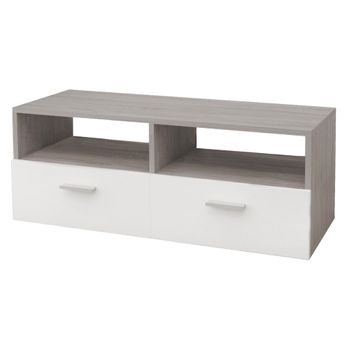 Mesa De Tv De Madera En 95x36x35cm Blanco/gris Ml-design