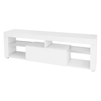 Mueble De Tv De Aglomerado De Madera Homcom 140x30x32cm-blanco Negro con  Ofertas en Carrefour