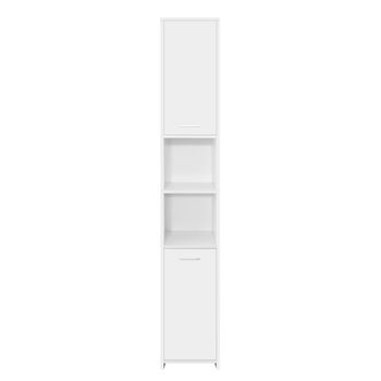 Armario Para Baño Mueble Alto 2 Puertas 30x190x30cm Blanco