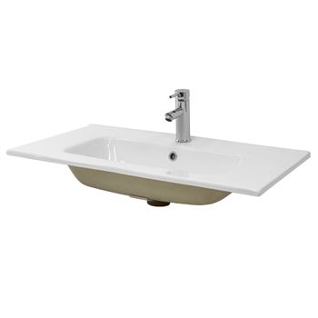 Lavabo 81x16,5x46cm Blanco, Cerámica De Alta Calidad Ecd Geramny