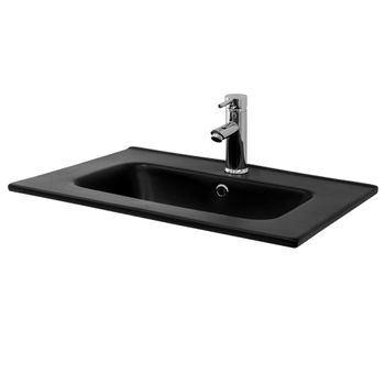 Lavabo Encastrado 61x16,5x46cm Cerámica Negra Mate Ecd Geramny