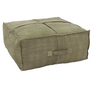 Puf De Lino Liberec Xxl Asiento Cuadrado 90x40x90cm Verde Oliva Womo-design