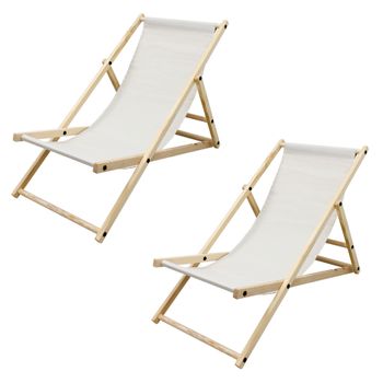 2x Silla De Playa Madera De Pino 3 Posiciones Ecd Germany