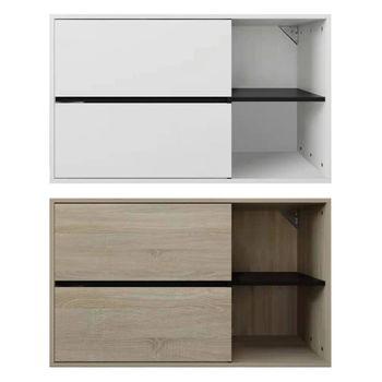 Mueble De Tocador 100x60x45,5 Cm Mdf Blanco/negro Ml-design