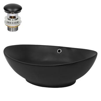 Lavabo Sobre Encimera, 59x38x19 Cm Negro Ml-design