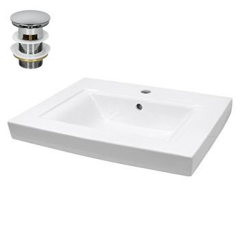 Lavabo Cerámica Encastrado 605x465x160 Mm Blanco Ecd Germany