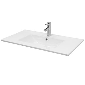 Lavabo Cerámico Encastrable 710 X 465 X 175 Mm Blanco Ecd Germany