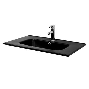 Lavabo 71x18x47cm Cerámica Negra Incl. Juego De Vaciado Ecd Germany