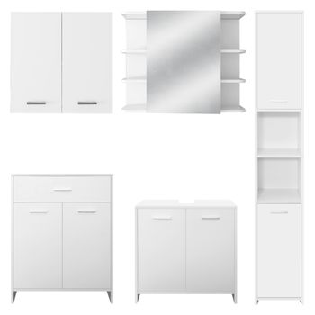 Conjunto De 5 Muebles De Ba�o Armario Blanco