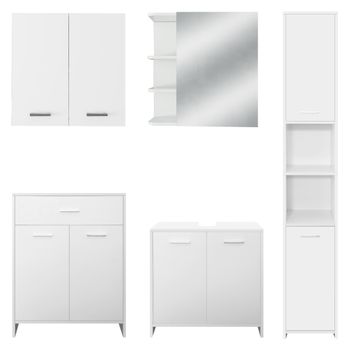 Conjunto De Muebles De Baño De 5 Piezas De Estilo Blanca Ml-design