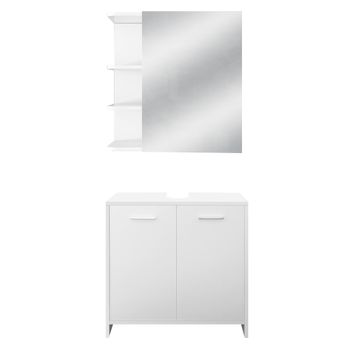 Conjunto De 2 Muebles De Baño Armario Blanco Ml-design