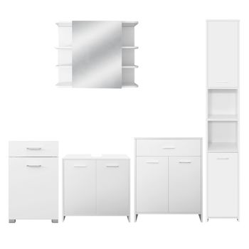 Conjunto De 5 Muebles De Ba�o Armario Blanco Ml-design