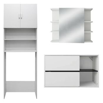 Conjunto De 3 Muebles De Baño Armario Blanco Ml-design