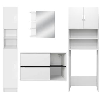 Conjunto De 4x Muebles De Baño Armario Blanco Ml-design