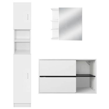 Conjunto De 3x Muebles De Baño Armario Blanco Ml-design