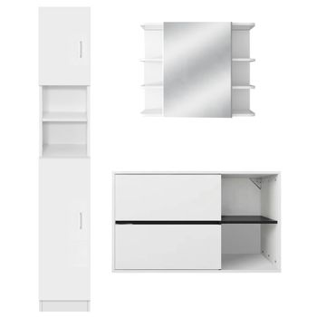 Conjunto De 3x Muebles De Baño Armario Blanco Ml-design