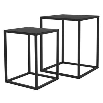 Juego De 2 Soportes Para Plantas De Metal 40 Y 45 Cm Negro Ml-design