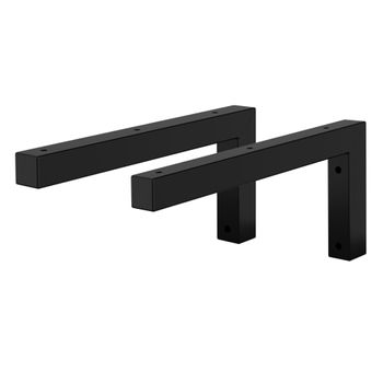 Set 2x Soporte Angular L De Pared 300 X 150 Mm Negro Acero Ml-design