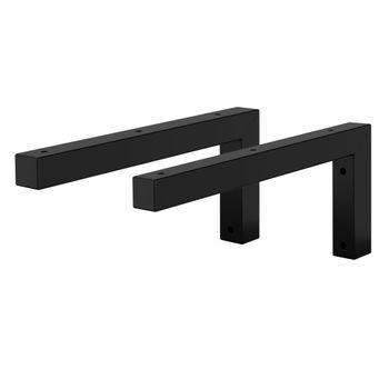 Soporte De Pared Juego De 2 Ángulo En L 35x15 Cm Acero Negro Ml-design