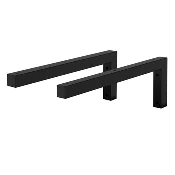 Soporte De Pared Juego De 2 Ángulo En L 40x15 Cm Negro De Acero Ml-design