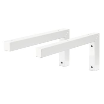 Soporte De Pared Juego De 2 Ángulo En L 30x15 Cm Acero Blanco Ml-design