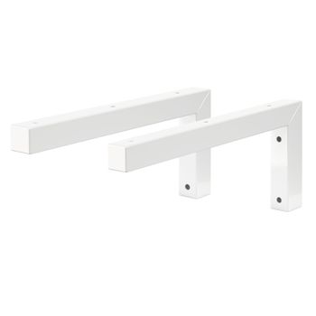 Soporte De Pared Juego De 2 Ángulo En L 35x15 Cm Acero Blanco Ml-design