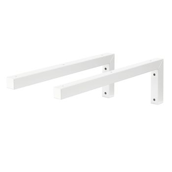 Soporte De Pared Juego De 2 Ángulo En L 45x15 Cm Acero Blanco Ml-design