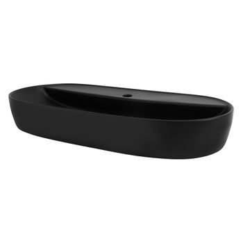 Lavabo Forma Oval 80x40x12 Cm Cerámica Negra Ml-design