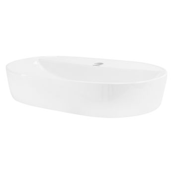 Lavabo Forma Oval 60x40x12 Cm Cerámica Blanca Diseño Ml