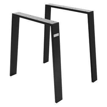 2x Patas De Mesa Loft 75 X 72 Cm Soporte Negro Mate Ml-design