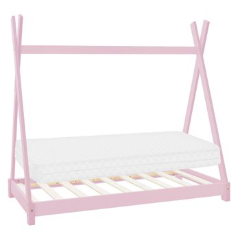 Cama Infantil Tipi 80x160 Cm De Madera Maciza De Pino Rosa Ml-design