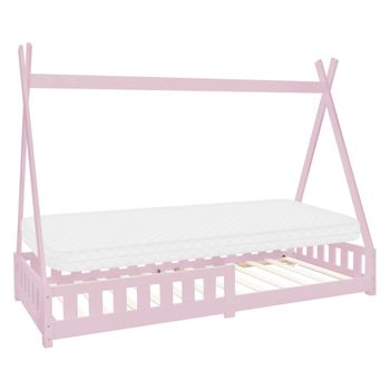 Cama infantil cabina 90x190 cm de madera maciza con protección contra  caídas y somier de láminas - Blanco