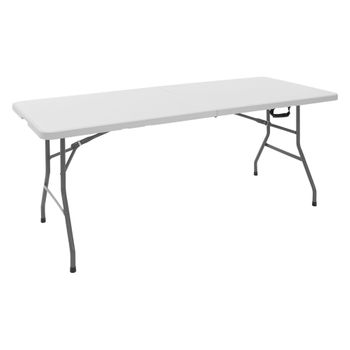 Mesa De Camping Plegable 180x74 Cm Plástico Blanco Ml-design