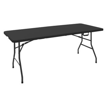 Mesa De Camping Plegable 180x74 Cm Plástico Negro Ml-design