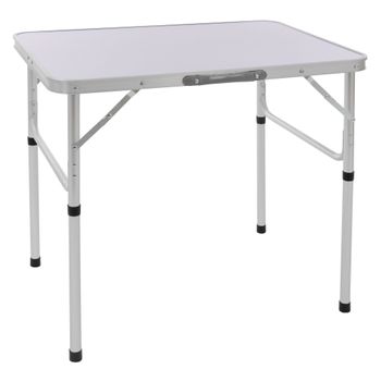 Mesa De Camping Plegable 75x55x68 Cm Aluminio Plata/blanco Ml-design