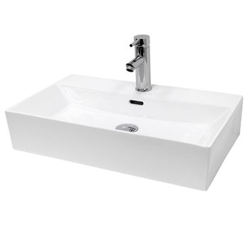 Lavabo Cerámico Rectangular 605x365x130 Mm Blanco Ecd Germany