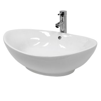 Lavabo Ovalado Cerámica 590 X 390 X 200 Mm Blanco Ecd Germany