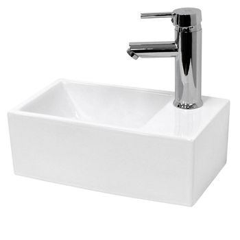 Lavabo Cerámico Cuadrado 350 X 205 X 125 Mm Blanco Ecd Germany