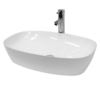 Lavabo Cerámico Ovalado Con Agujero 350x205x125 Mm Blanco Ecd Germany