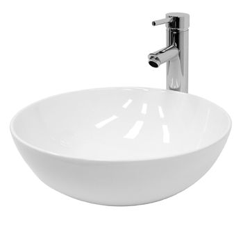 Lavabo Cerámico Redondo 400 X 395 X 147 Mm Blanco Ecd Germany