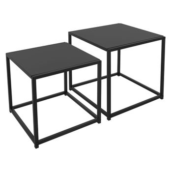 Mesa Auxiliar Set De 2 Metal Negro Mate Ml Design